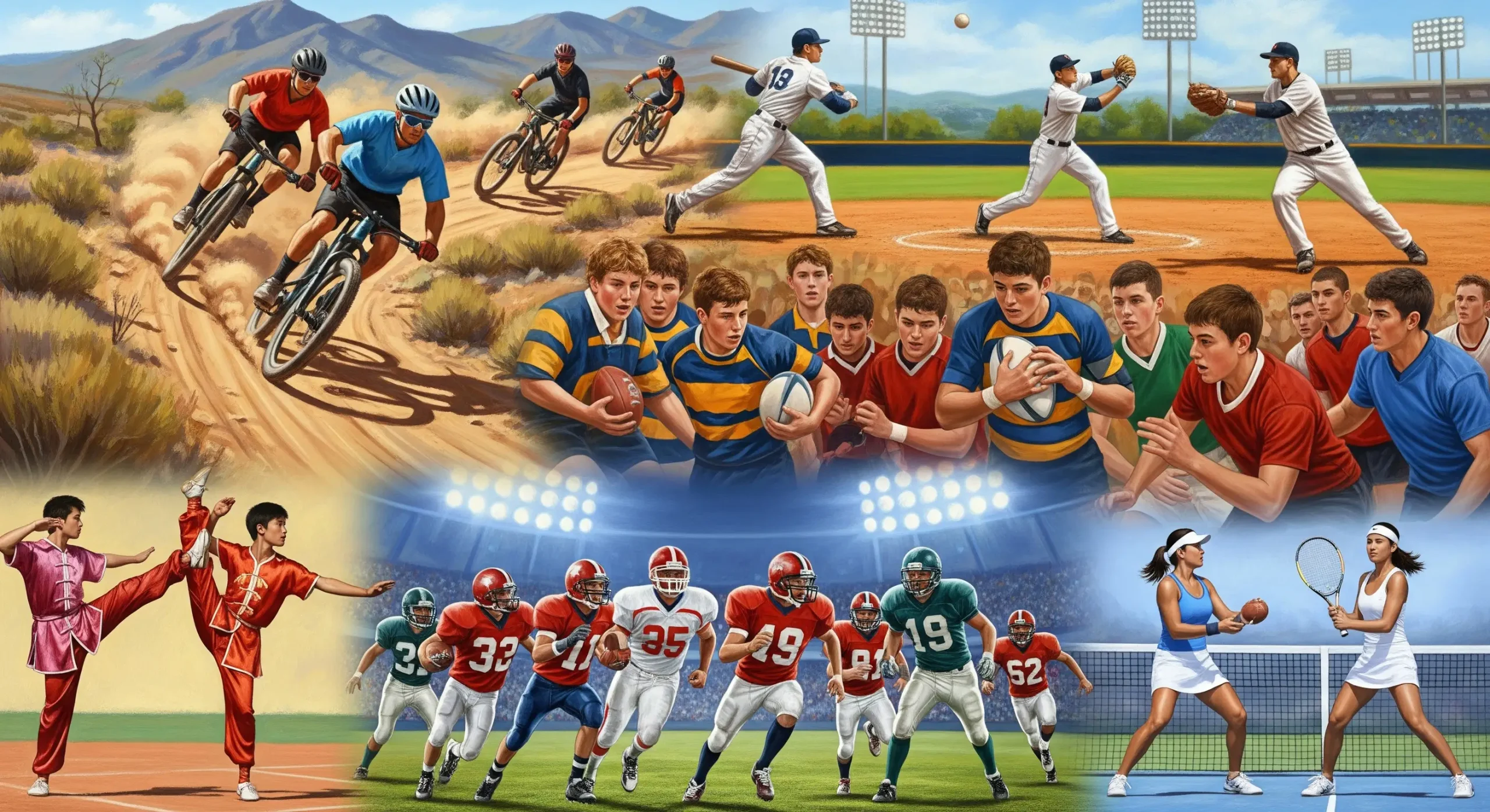 Collage de los deportes que patrocina gazpro